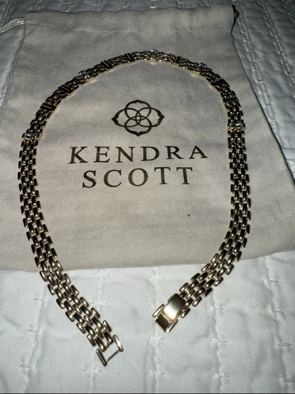 Kendra Scott Lesley Chain Necklace Gold 14k gold plated brass crystal MSRP $98